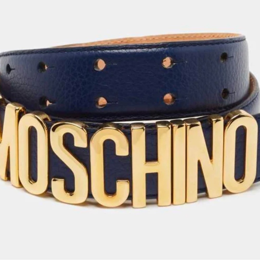 moschino studded belt in black and gold